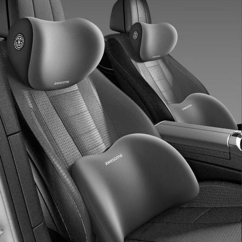 Car Headrest, Neck Pillow, Pair Of Four-Season Universal Car Seats, Summer Memory Foam Lumbar Pillows, Car-Mounted - Image 3